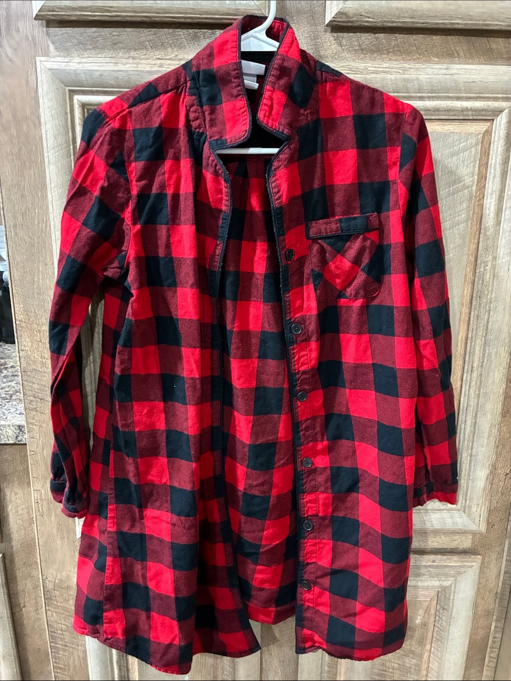 Wondershop Red and Black Buffalo Plaid Button-Front Nightshirt